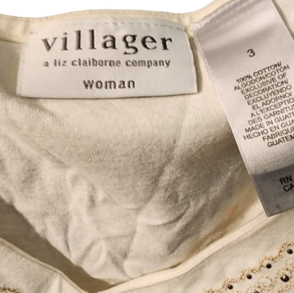 Villager Cream Short Sleeve Blouse/Embroidery - Size 3 - Picture 4 of 5